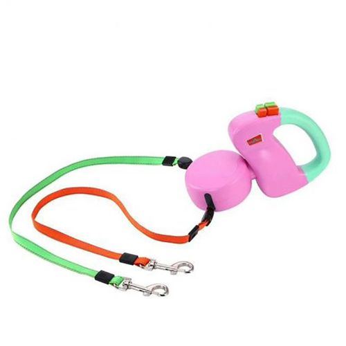 Laisse Pour Chien De Compagnie Rétractable | Laisse Double Plomb Double 2 Chiens 50 Livres Par Chien - Modèle: Rose - Htbcwqsb06990