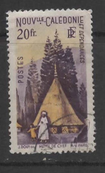 Nouvelle-Calédonie, Timbre-Poste Y & T N° 276 Oblitéré, 1948 - Hutte De Chef