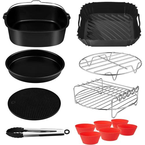 Accessoires De Friteuses À Air Set De 13 Pièces Avec Moule Air Fryer, Pas De Bpa Antiadhésif Airfryer Accessoires Compatible Pour Cosori Tiastar 5,5l, Aigostar 7l, Philips Xxl 7,2l, Russell 8l