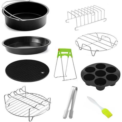 Comme Montré Accessoires pour friteuse avec plateau de cuisson, plaque de cuisson, support de barbecue, dessous de plat antiadhésif pour friteuse 6 pouces 10PCS 6 Inch Air Fryer Accessories