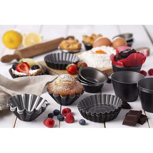 Lot De 6 Moules Individuels Antiadhésifs Pour Gateaux Au Chocolat Fondu, Pudding, Framboise, Soufflé, Tarte, Darioles, Brownies, Choux. Taille 8,1 Cm