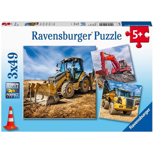 Puzzle 49 Pièces 3 Puzzles - Véhicules De Construction En Service