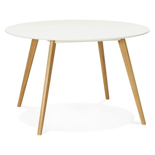 Table De Cuisine Ronde 'amy' Blanche Style Scandinave - Ø 120 Cm