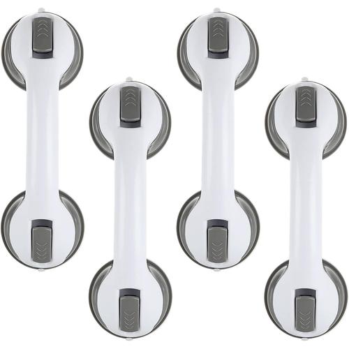 4 PCS Barre d'appui à Ventouse, Poignée de Douche à Ventouse, Poignée Baignoire de Sécurité, Poignée Douche Ventouse pour Salle de Bain, Toilettes, Baignoire