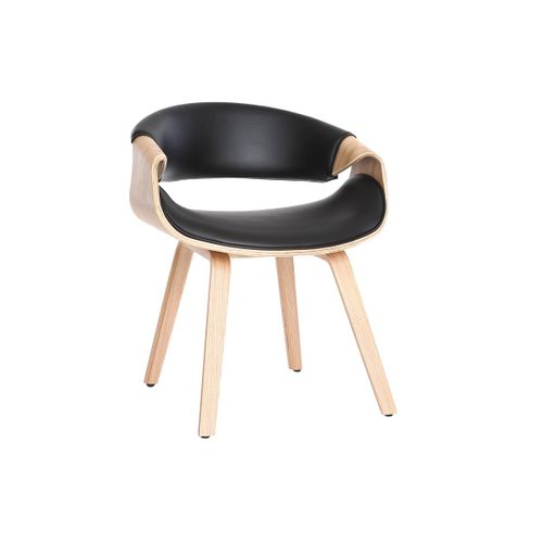 Fauteuil Scandinave Noir Et Bois Clair Aramis