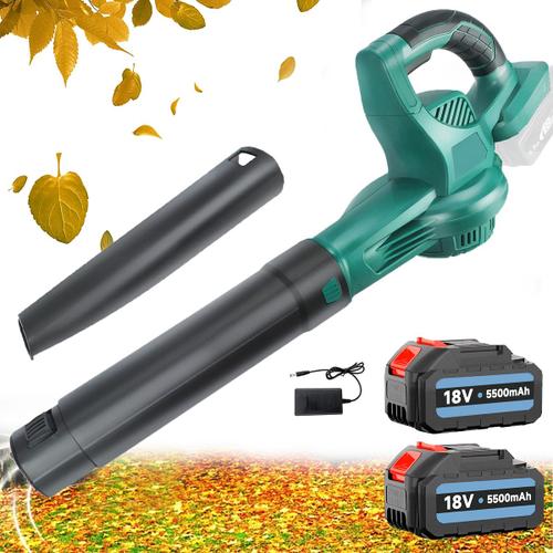 Souffleuse de feuilles sans fil 150 mph et 130 CFM électrique souffleuse de feuilles avec 2 tubes amovibles pour, poussière avec batterie 2x5500mah + chargeur - compatible avec la batterie Makita 18V