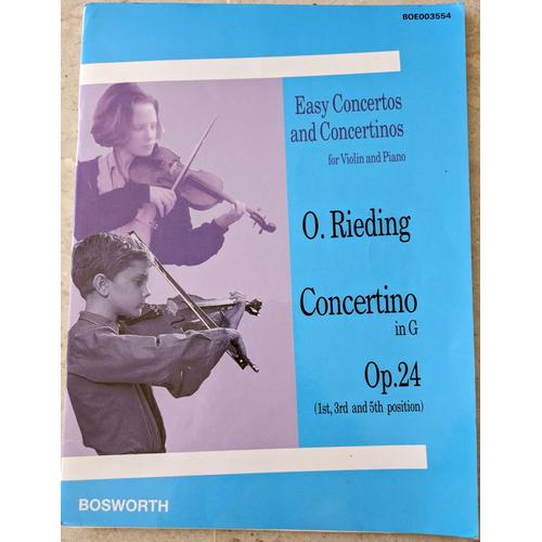 Oskar Rieding Concertino En Sol Op 24 Partition Violon & Piano