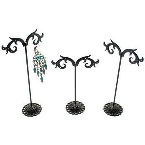 Noir Présentoirs Pour Bijoux Lot De 3 Porte Boucles D'oreilles (12 Paires) Métal Noir