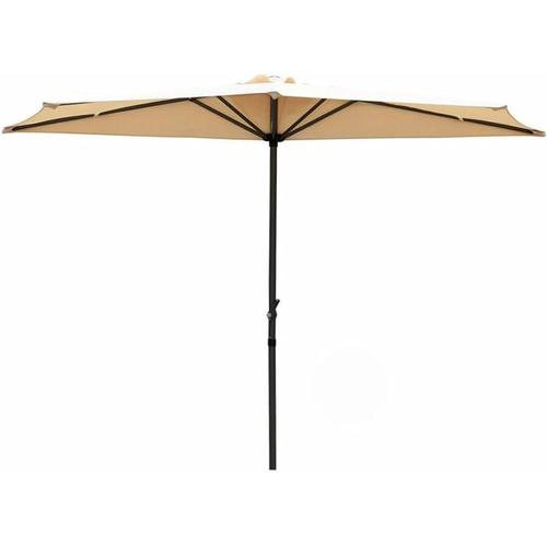 Parasol Mural Demi-Lune Rond En Bois Pour Extérieur, Jardin, 270 X 150 X 250 Cm, Beige