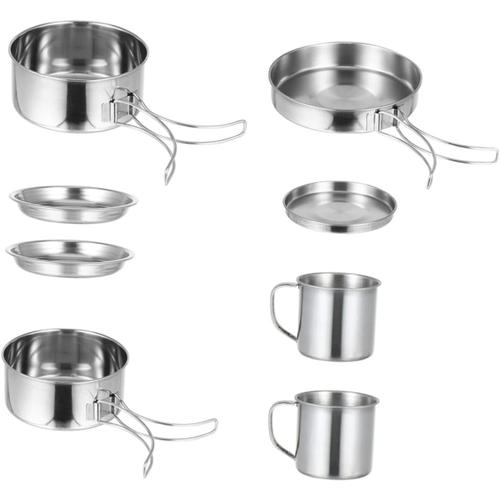 Argent 1 Jeu Pot De Camping Trekking Accessoires Barbecue Extérieur Poêle De Camping Ustensiles De Cuisine En Métal Couverts De Table Ustensiles De Cuisine De Camping Casserole De Camping