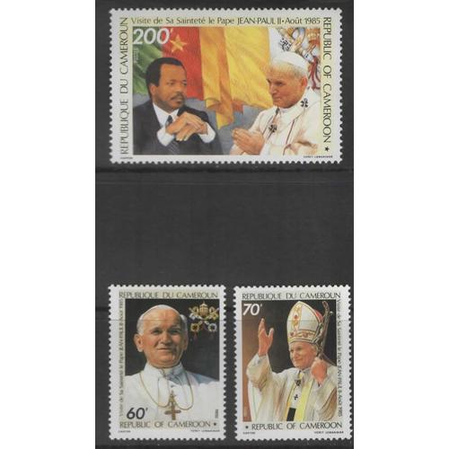République Du Cameroun, Timbres-Poste Y & T N° 768 À 770, 1985 - Visite De Jean Paul I I