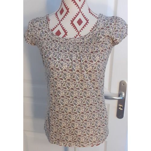 Tee-Shirt, Camaieu, T. 1-S, À Motifs De Fleurs