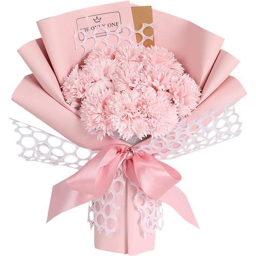 Cadeau Fete des Meres_01 Cadeau de Fleur D'Oeillet de Fête des Mères Bouquets de Fleurs Roses Préservés Cadeaux éternels Fille pour Toujours Fausse Fleur Artificielle Cadeau pour Grand Mere de la