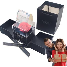 Décoration Chambre Ours En Rose Fleuri Avec LED - Cadeau Romantique Saint Valentin Ou Fête Des Mères - 25cm Avec Boîte Cadeau Je T'aime