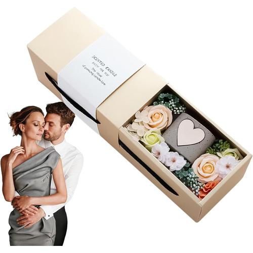 Champagne Coffret Cadeau Forever Flower, Boîte À Roses Préservées | Ensemble De Bougies Parfumées À La Rose Éternelle, Bouquet De Fleurs Préservées Romantiques | Outils De Bain Parfumés Floraux