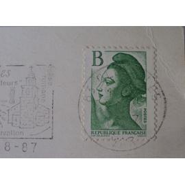 Enveloppe 1987 La Liberté avec lettre B vert -VILLERS COLLECTIONS