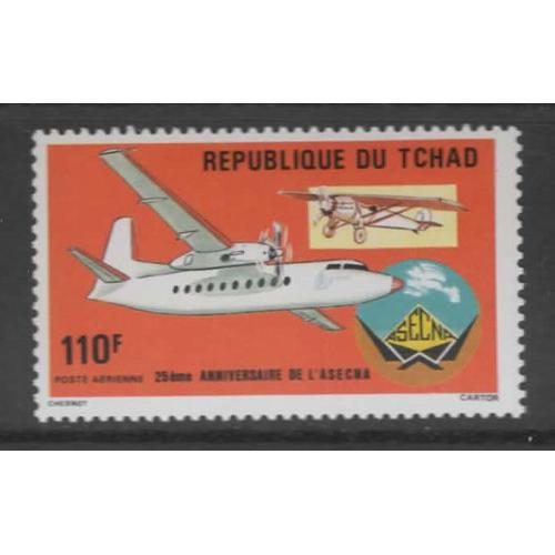 République Du Tchad, Timbre-Poste Aérienne Y & T N° 295, 1985 - Vingt-Cinq Ans De L' A.S.E.C.N.A., Nord 260 Et Dornier