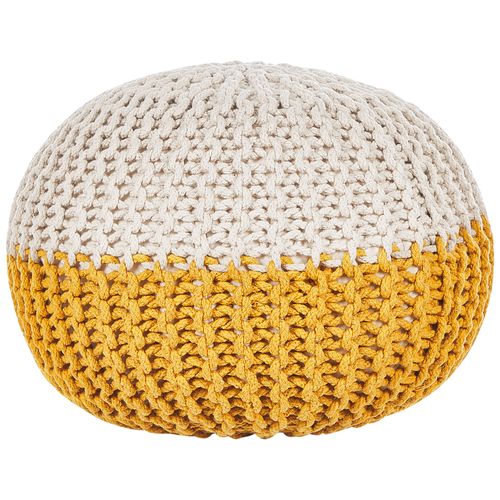 Pouf En Coton Jaune-Beige 50 X 35 Cm Conrad