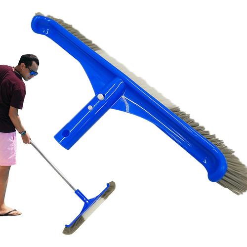 A Brosses de piscine pour piscine creusée de 42 cm avec extrémité incurvée et poils haute densité | Balai de piscine portable à poignée ergonomique, brosse de nettoyage multifonctionnelle à connexion