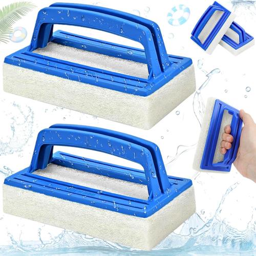 Blanc, Bleu Duyteop 2 Pièces Brosses éponge Piscine, Brosse Piscine en Plastique, Brosse Plancher Mur Piscine, Brosse à Main pour Piscine avec éponge, Brosse Ligne d¿Eau Piscine, pour Piscine Spa