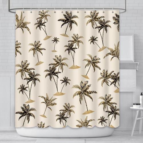 Palmier 180x180cm Tropical Noix De Coco Palmier Rideau De Douche D'été Accueil Baignoires Décors Lavable Durable Tissu Salle De Bains Rideaux Avec 12 Crochets