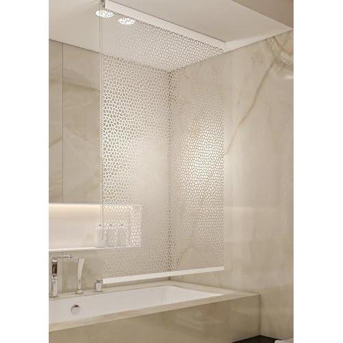 Clair Store De Douche Demi-Cassette - Peva Milky Stone - 140 X 240 Cm - Transparent Rideau De Douche Enroulé.