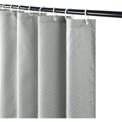 Gris Rideau de Douche Anti Moisissure Tissu Imperméable et Lavable épais Rideaux de Douche en Polyester Gris Gaufre pour Baignoire avec 10 Crochets Petit 150x180cm