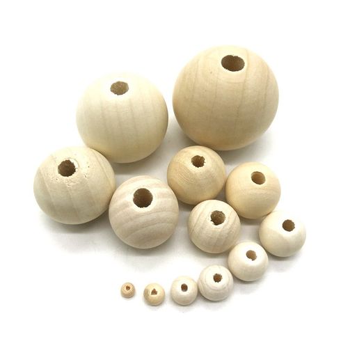 Perles En Bois Naturel, 4 50mm, Pour La Fabrication De Bijoux, Boules Sans Plomb, Couleur Bois, Collier