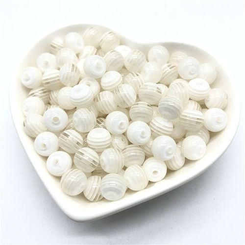 Perles Rondes Rayées En Résine Pour La Fabrication De Bijoux, Accessoires De Collier, 8mm, 50 Pièces, # 3a A