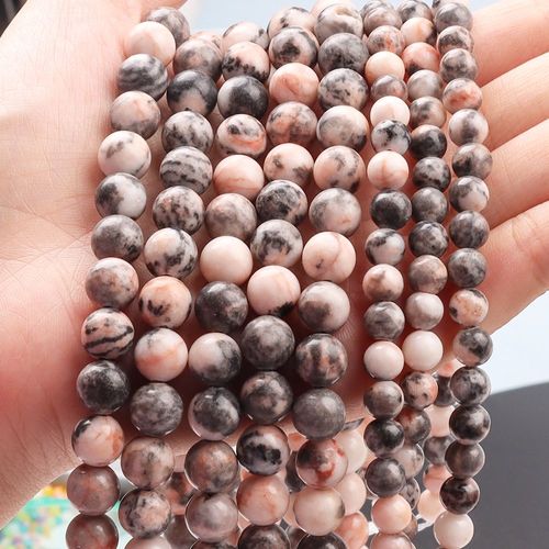Perles Rondes En Pierre Naturelle De Jaspe Zèbre Rose, Pour La Fabrication De Bijoux, Bracelet À Faire Soi Même
