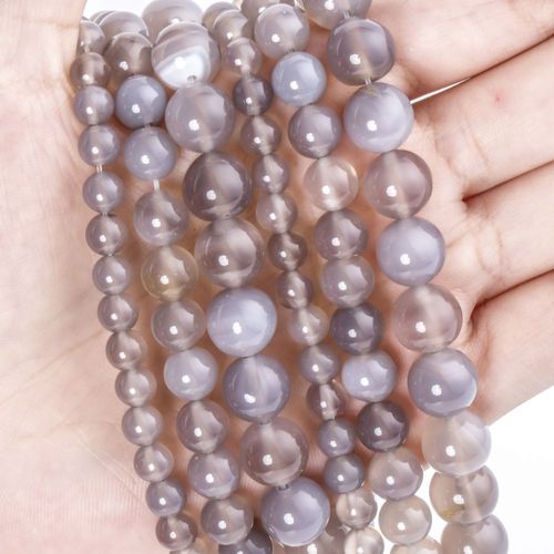 Perles D'agate Grise Ab Pour La Fabrication De Bijoux, Pierres Précieuses Rondes En Vrac Pour La Fabrication De Bijoux, Collier, Boucle D'oreille, Bricolage, 6/8/10mm