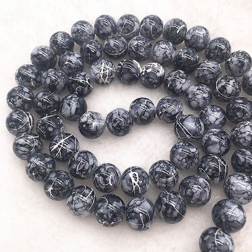 Perles Rondes En Verre Noir, 4/6/8/10mm, Pour La Fabrication De Bijoux, Collier #20, Vente En Gros