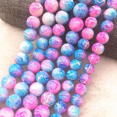 Perles Rondes En Verre, 4/6/8/10mm, Pour La Fabrication De Bijoux, Collier, Diy, Vente En Gros