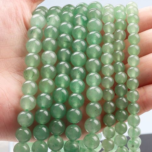 Perles Rondes Naturelles En Pierre Lisse, Pierres D'aventurine Verte, Utilisées Pour La Fabrication De Bijoux Et D'accessoires De Bracelet À Faire Soi Même