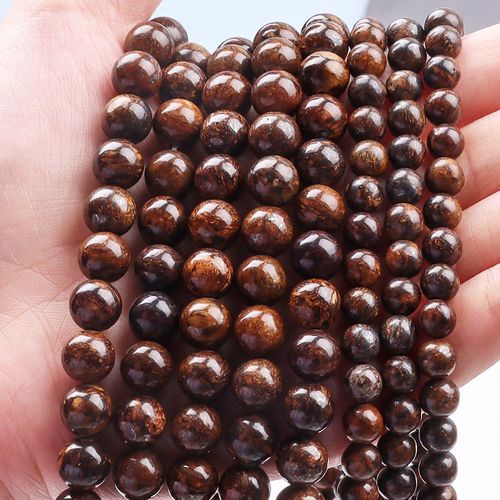 Perles Rondes Lisses En Pierre Naturelle, Pour La Fabrication De Bijoux, Bracelet, Bronzite Marron