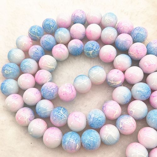 Perles Rondes En Verre Rose Clair Et Bleu, 4/6/8/10mm, Pour La Fabrication De Bijoux, Collier #14, Vente En Gros, Bracelet À Bricoler Soi Même