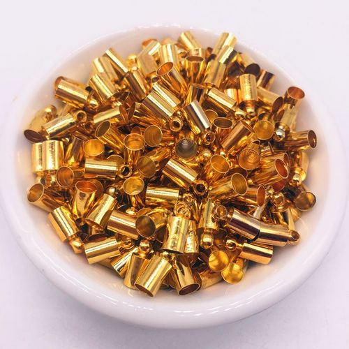 Lot De 100 Fermoirs À Bout Rond En Cuir Doré, 4x9mm, Pour Confectionner Des Bijoux, Accessoires, Connecteur De Collier