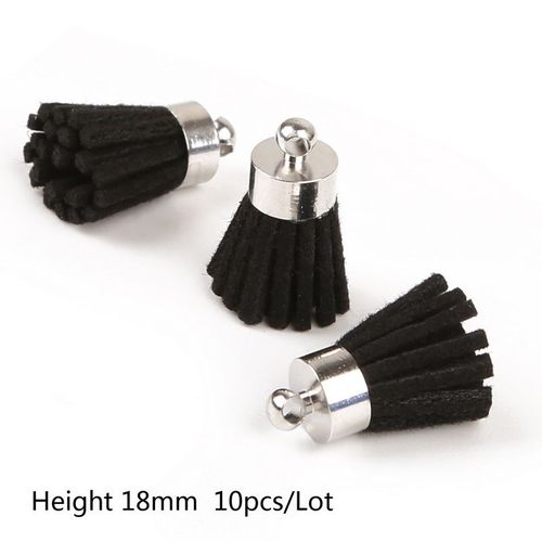 Petites Cloches En Rhodium, 14 Couleurs, 18mm, 10 Pièces, En Faux Cuir Suédé, Petit Pompon Pour Bricolage, Boucle D'oreille, Collier, Porte Clés, Accessoires