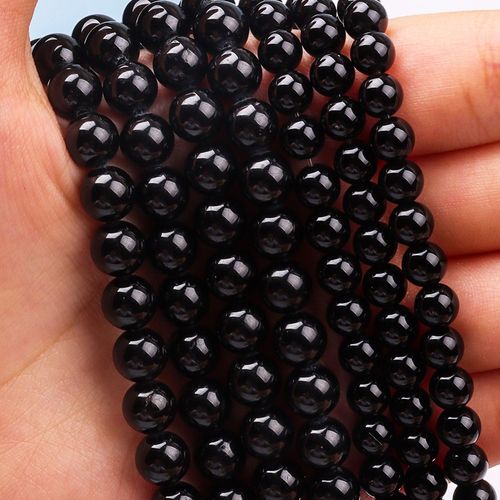 Perles Rondes En Pierre Naturelle De Tourmaline Noire, En Vrac Pour La Fabrication De Bijoux, Fournitures De 6/8/10mm, Espacement De Gemme, Bricolage De Bracelet Et Collier