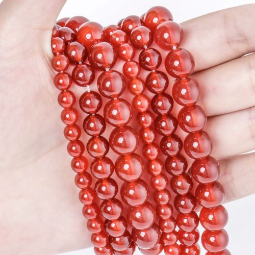 Perles En Pierre D'agate Rouge Naturelle, 6/8/10mm, Pour La Fabrication De Bijoux, Collier, Bracelet, Bricolage