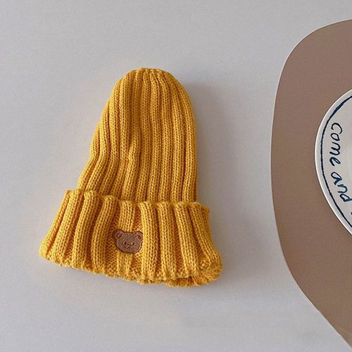 Bonnet Doux Et Chaud Pour Bébé, Chapeaux Brodés Ours Mignon Pour Enfants, Casquette Tricotée Solide Pour Filles Et Garçons