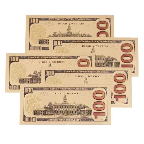 Billets en papier 100 USD 24k or or, 5 pièces/lot, billet d'argent, artisanat de bricolage