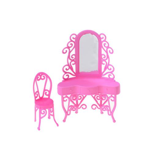 Ensemble D'accessoires De Poupée De Haute Qualité, Commode Rose, Jouets De Jeu Pour Enfants, Cadeau D'anniversaire Pour Filles, Coiffeuse, Meubles Miniatures De Chambre À Coucher, 1 Ensemble