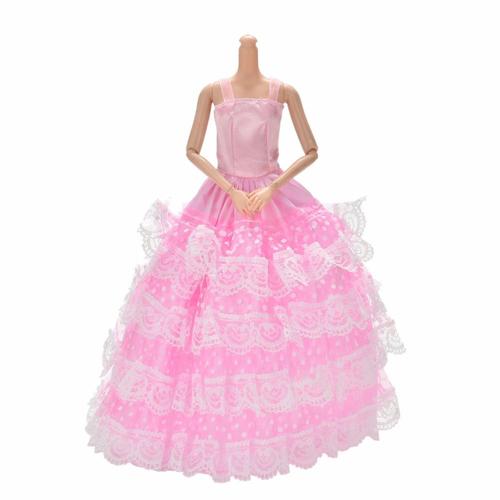 Robe De Poupée De Luxe Rose, 1 Pièce, Robe De Mariée En Dentelle, 4 Couches, Nouvelle Collection