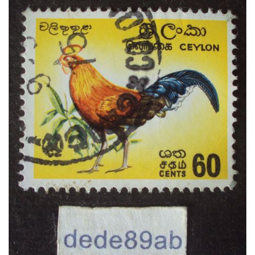 Sri Lanka.. 80cents Ceylon . Junglefowl , Oiseau , Coq