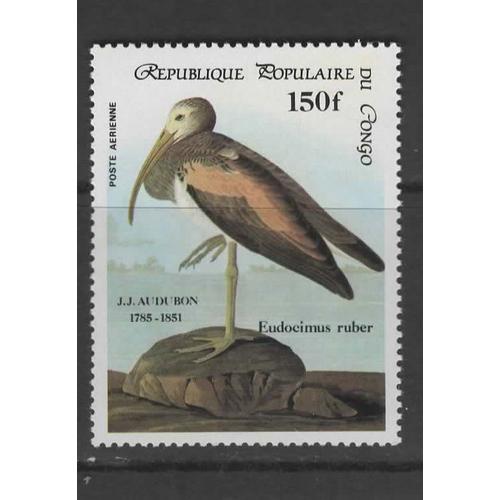 République Populaire Du Congo, Timbre-Poste Aérienne Y & T N° 333, 1985 - Bicentenaire De La Naissance De Jean-Jacques Audubon, Ibis