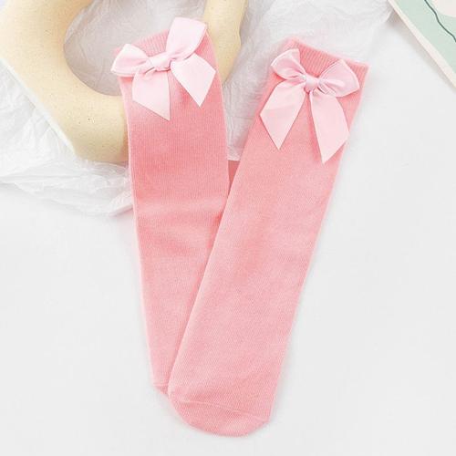 Chaussettes À N?uds Pour Bébés Filles, Mignonnes, Longues, Couleur Unie, Pour Enfants De 0 À 5 Ans, Été Et Automne