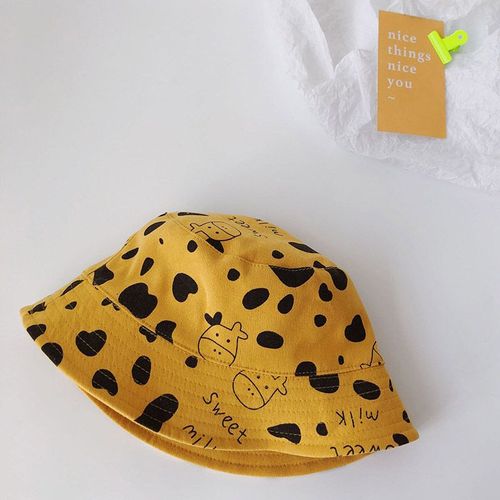 Chapeau Seau Double Face En Coton Pour Bébé, Imprimé De Vache De Dessin Animé, Chapeaux De Soleil Pour Enfants, Garçons Et Filles, Casquette De Pêcheur Pour L'Extérieur