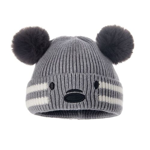 Bonnet Épais Et Chaud Tricoté Pour Enfant, Chapeau À Pompon, Mignon, Ours De Dessin Animé, Avec Oreilles, Pour Garçons Et Filles