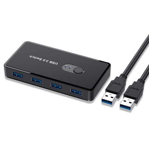 Hub Usb 3.0 Commutateur De Vitesse De Transmission De Données Rapide, Adaptateur De Sélection 2 En 4 Sorties Pour Clavier Et Souris